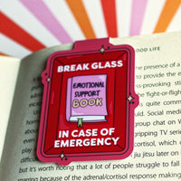 Load image into Gallery viewer, Book Lover Magnetic Bookmark: Break Glass in Case Of Emergency  - emotional support book
