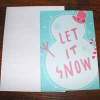 Load image into Gallery viewer, Let It Snow Christmas Card – A5 Matte Pastel Snowman Card

