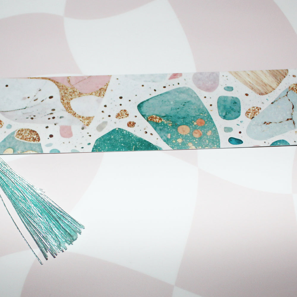 Pastel Terrazzo Aesthetic Bookmark with Tassel – Matte Finish