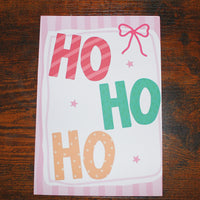 Load image into Gallery viewer, HO HO HO Christmas Card – A5 Matte Pastel Festive Card
