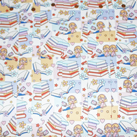 Load image into Gallery viewer, Pattern of Lizz reading books with colourful illustrations on a white background
