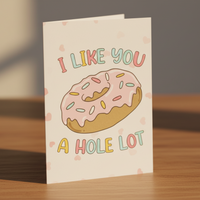 Load image into Gallery viewer, I Like You a Hole Lot Cute Doughnut Valentine’s Day Card – A5, Blank Inside
