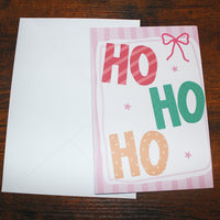 Load image into Gallery viewer, HO HO HO Christmas Card – A5 Matte Pastel Festive Card
