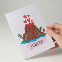 Load image into Gallery viewer, I Lava You Cute Volcano Valentine’s Day Card – A5, Blank Inside
