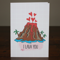 Load image into Gallery viewer, I Lava You Cute Volcano Valentine’s Day Card – A5, Blank Inside
