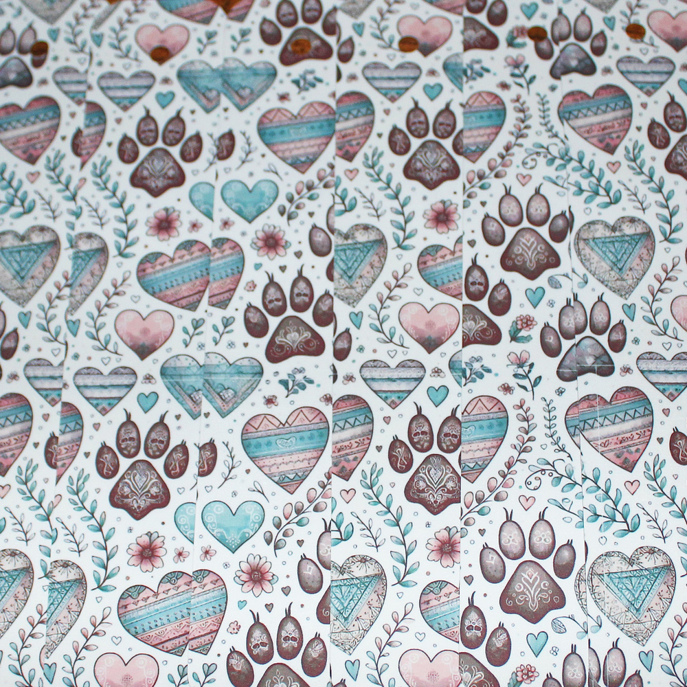 Paw Print Hearts Bookmark – Cute Pet Lover Design with Tassel