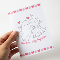 Load image into Gallery viewer, We Boo-long Together Cute Ghost Valentine’s Day Card – A5, Blank Inside
