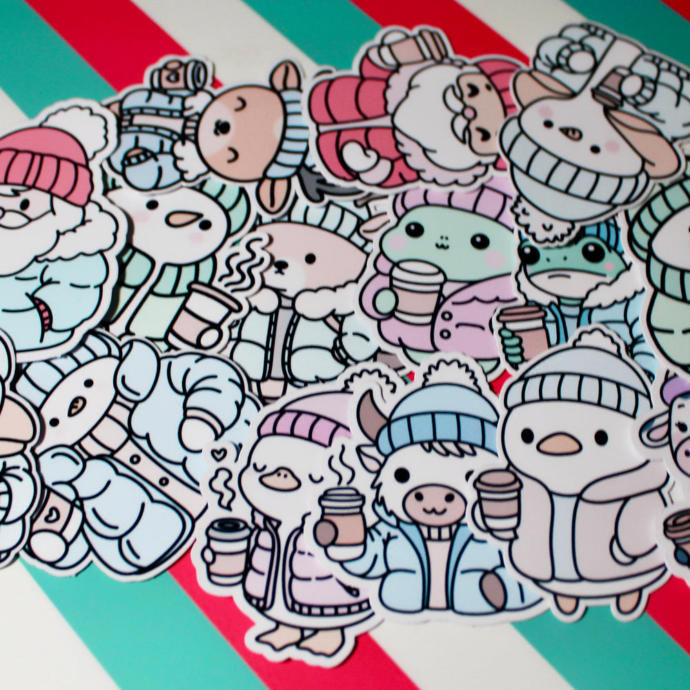 Pastel Winter Christmas Sticker Bundle – Full Collection (13 Designs!)