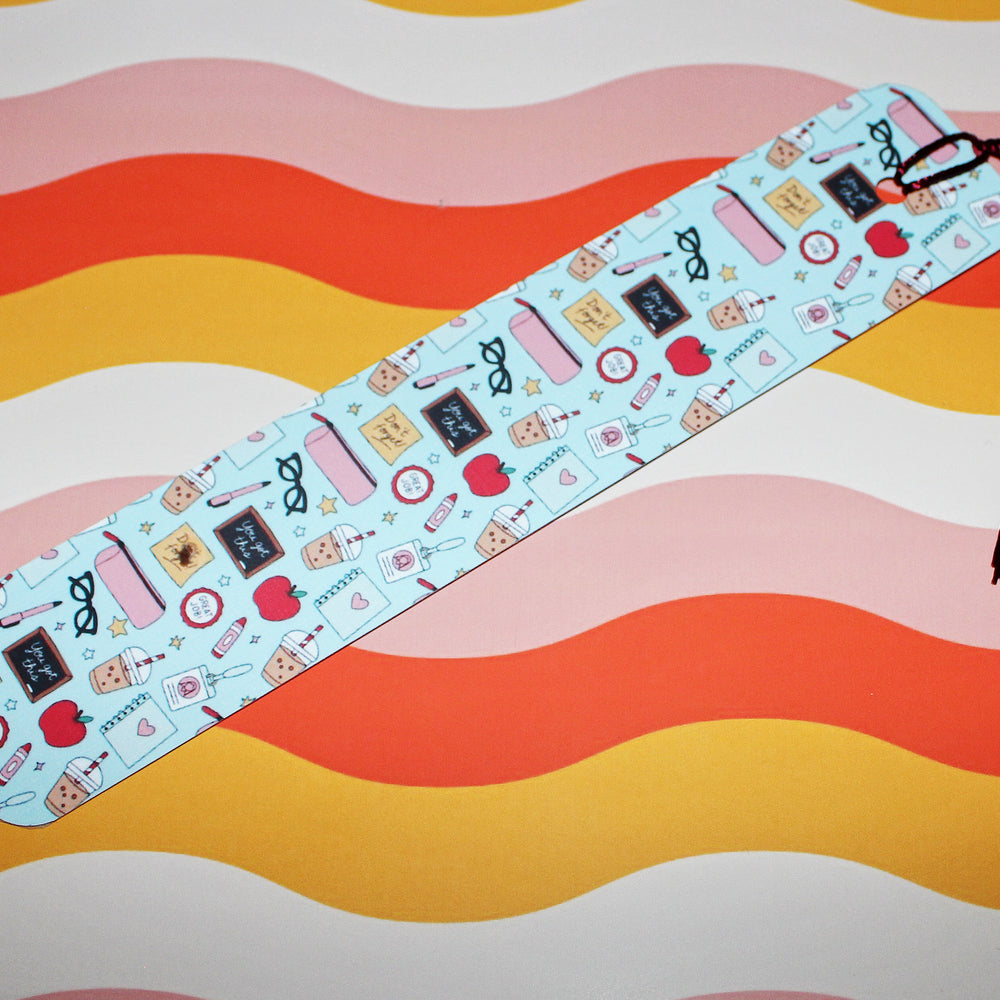 Teacher Appreciation Bookmark – Cute Classroom Icons with Tassel (Matte Finish)
