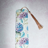 Load image into Gallery viewer, Hydrangea Watercolour Floral Bookmark – Pastel Botanical Design with Tassel
