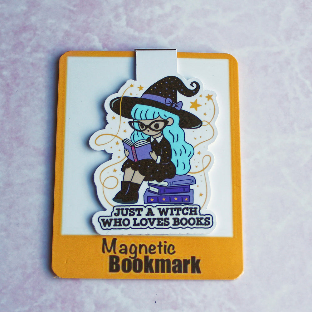 Book Lover Magnetic Bookmark: Just a Witch who loves books