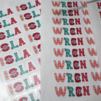Load image into Gallery viewer, Personalised Christmas Name Sticker Sheet – 16 Mixed Festive Designs Matte Finish
