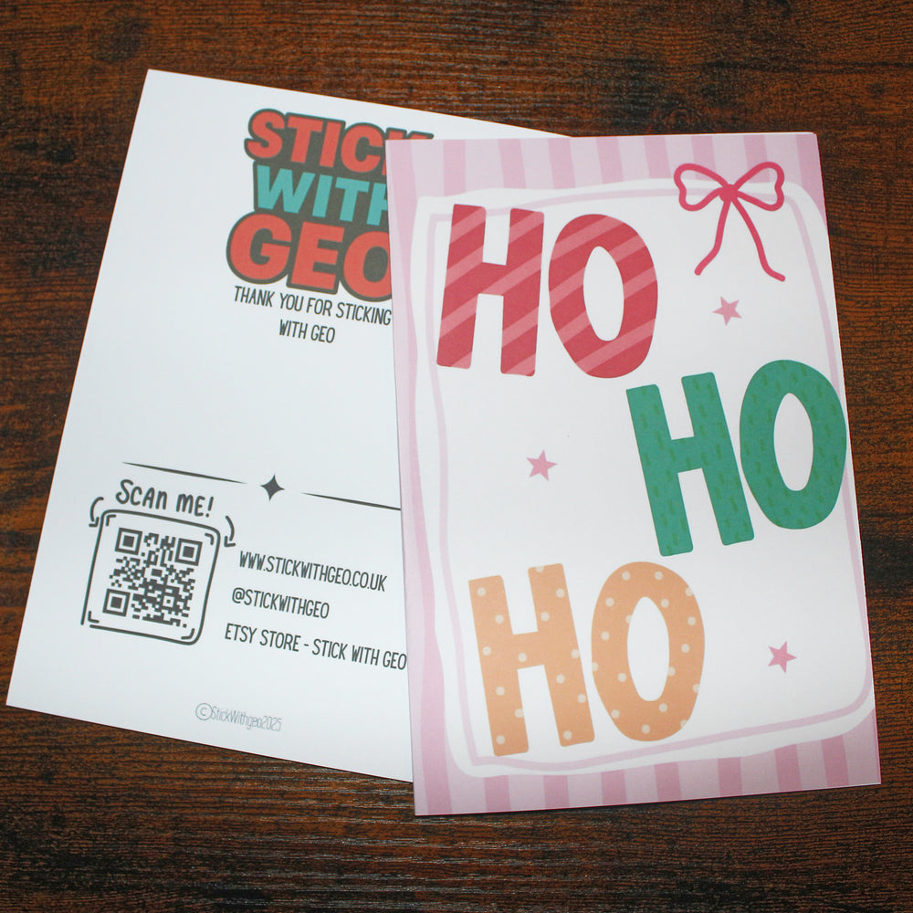 HO HO HO Christmas Card – A5 Matte Pastel Festive Card