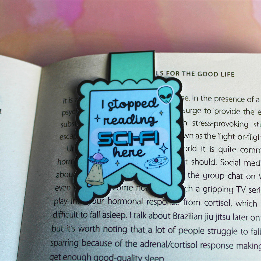 I Stopped Reading Sci-Fi Here Magnetic Bookmark | Cute Alien Bookish Gift | Glossy Finish | Fun Reading Accessory | Stick With Geo