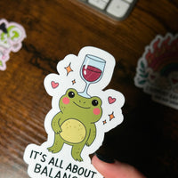 Load image into Gallery viewer, It’s All About Balance Cute Frog Sticker
