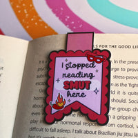 Load image into Gallery viewer, I Stopped Reading Spicy Scene Here Magnetic Bookmark | Funny Bookish Gift | Glossy Finish | Romance Reader Accessory | Stick With Geo
