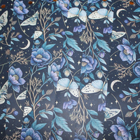 Load image into Gallery viewer, Celestial Night Garden Bookmark – Blue Floral &amp; Butterfly Design with Tassel
