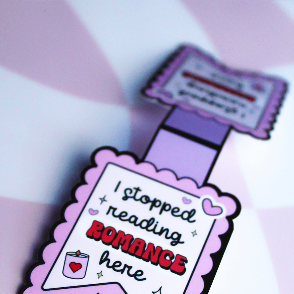 I Stopped Reading Romance Here Magnetic Bookmark | Cute Bookish Gift | Glossy Finish | Romantic Reader Accessory | Stick With Geo