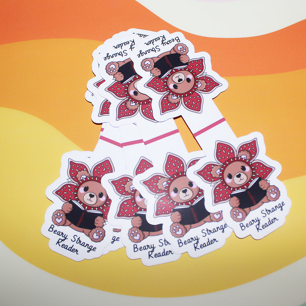 bookmarks with teddy bear design on a colorful background