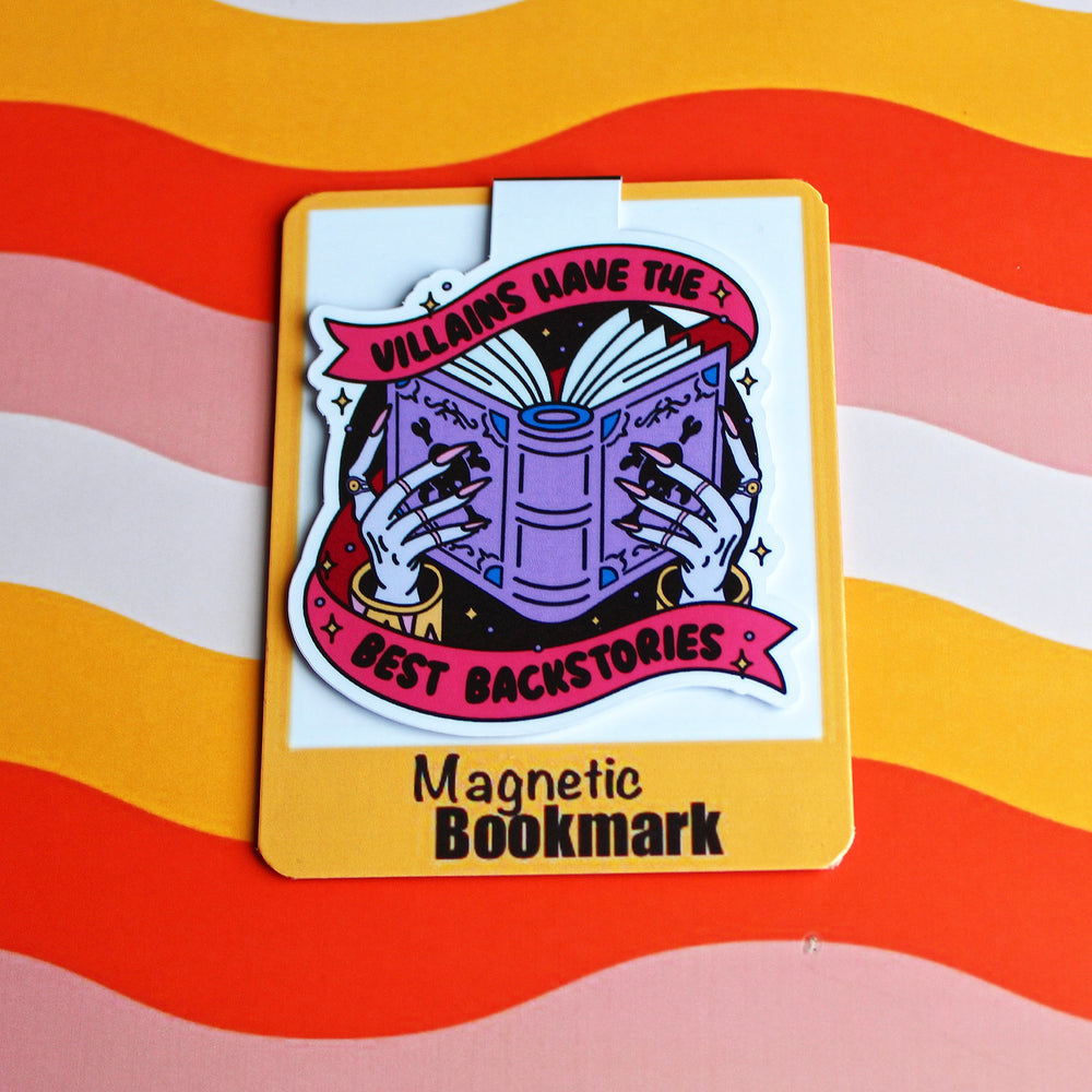 Magnetic bookmark with illustration on a striped background