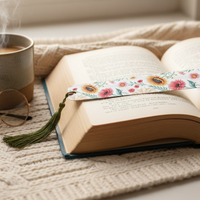 Load image into Gallery viewer, Sunflower &amp; Wildflower Bookmark – Handmade Matte Bookmark with Tassel

