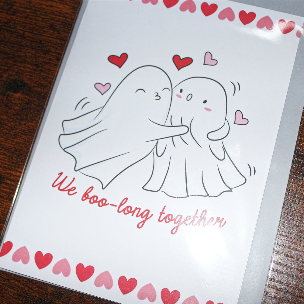 We Boo-long Together Cute Ghost Valentine’s Day Card – A5, Blank Inside