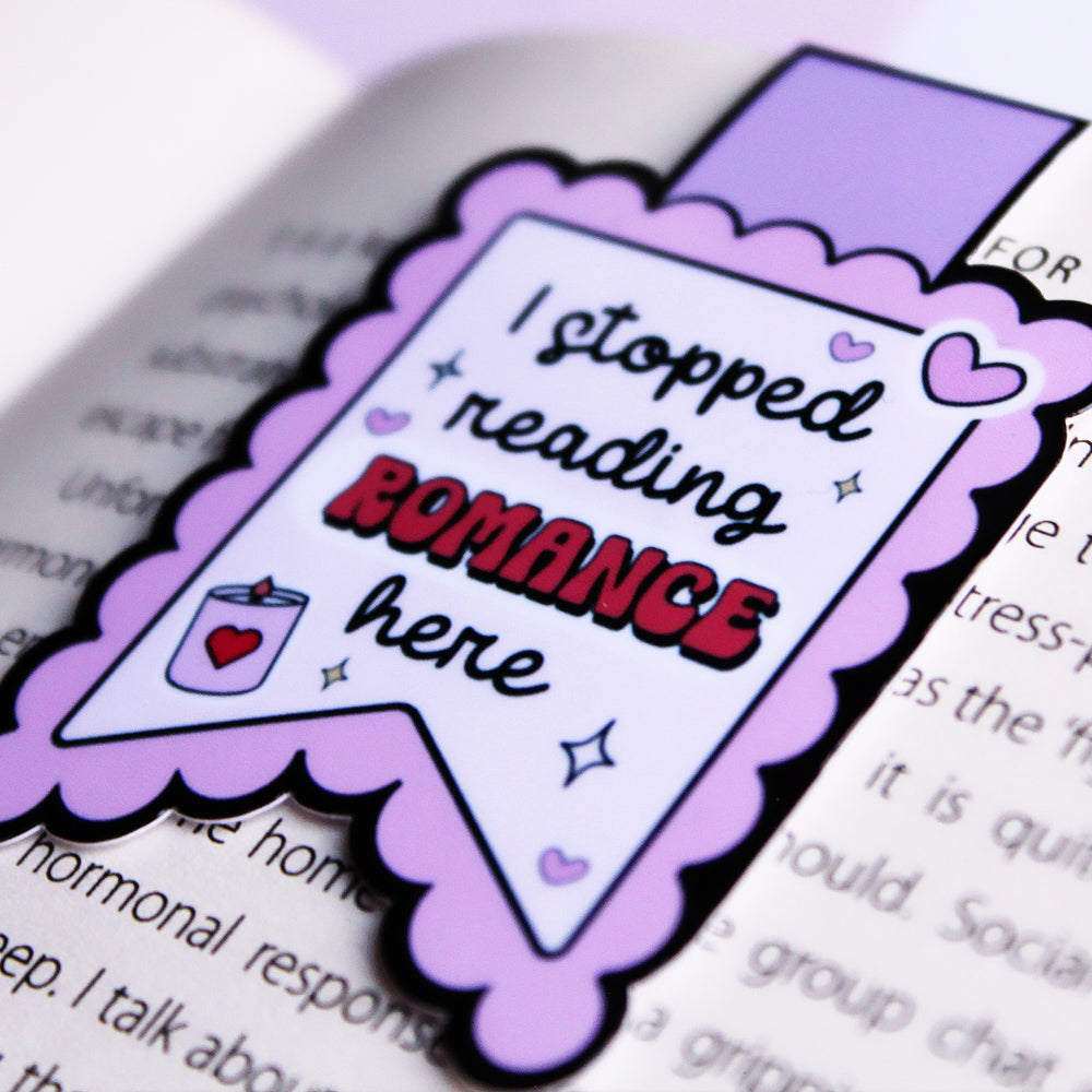 I Stopped Reading Romance Here Magnetic Bookmark | Cute Bookish Gift | Glossy Finish | Romantic Reader Accessory | Stick With Geo