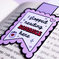 Load image into Gallery viewer, I Stopped Reading Romance Here Magnetic Bookmark | Cute Bookish Gift | Glossy Finish | Romantic Reader Accessory | Stick With Geo
