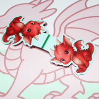 Load image into Gallery viewer, Baby Red Dragon Magnetic Bookmark – Cute Matte Fantasy Bookmark with Strong Thin Magnets
