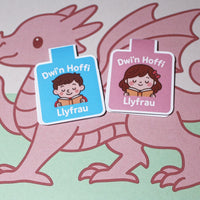 Load image into Gallery viewer, Two bookmarks with cartoon characters on a pink dragon background
