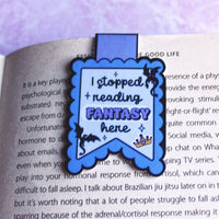 Load image into Gallery viewer, I Stopped Reading Fantasy Here Magnetic Bookmark | Cute Dragon Bookish Gift | Glossy Finish | Fun Reading Accessory | Stick With Geo
