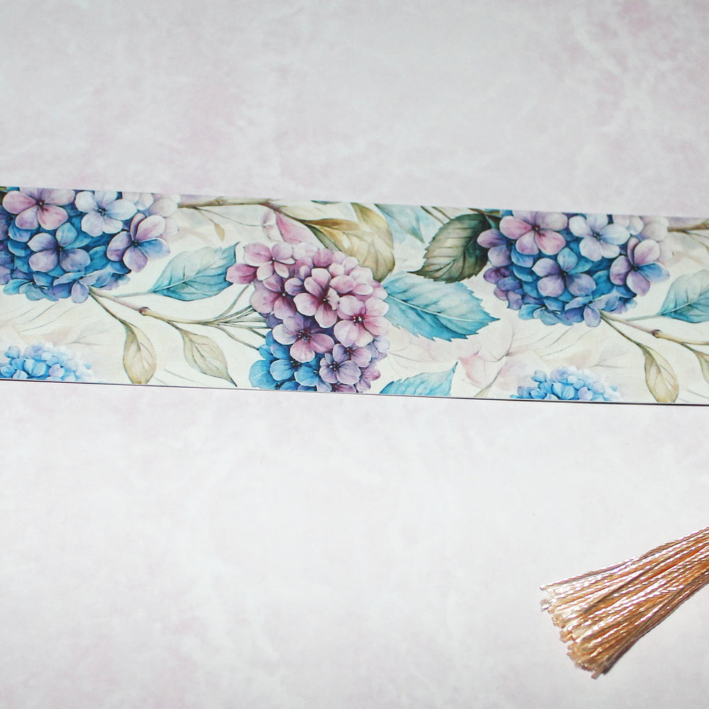 Hydrangea Watercolour Floral Bookmark – Pastel Botanical Design with Tassel