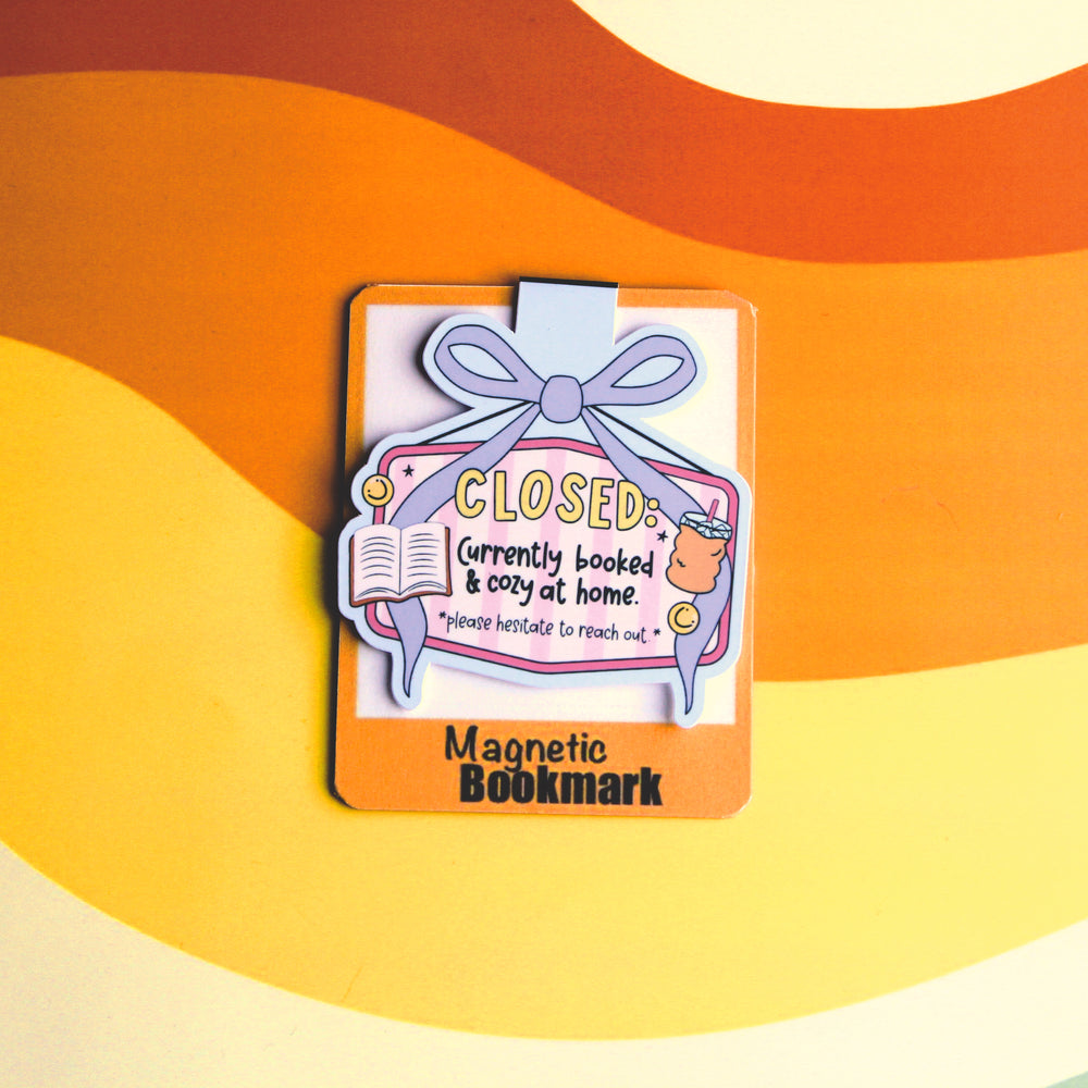 Currently Booked & Cozy at Home – Magnetic Bookmark | Cute Book Lover Gift | Glossy Finish | Stick With Geo