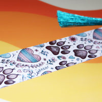 Load image into Gallery viewer, Paw Print Hearts Bookmark – Cute Pet Lover Design with Tassel
