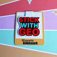 Load image into Gallery viewer, Book Lover Magnetic Bookmark: Stick With Geo Logo
