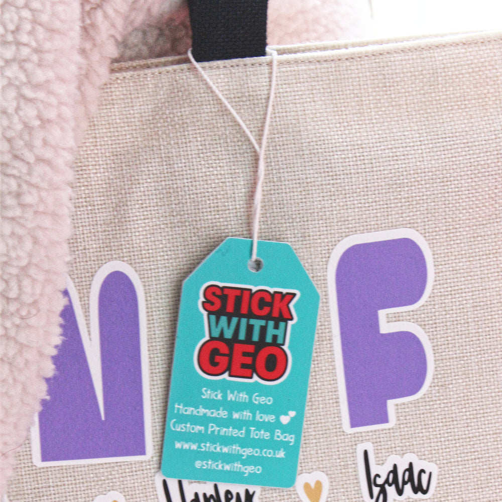 Custom Natural Linen Shopping Bag with Black Base – 36 × 48 cm | Large Capacity | Zipped Tote Bag