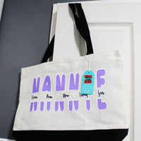 Load image into Gallery viewer, Custom Natural Linen Shopping Bag with Black Base – 36 × 48 cm | Large Capacity | Zipped Tote Bag
