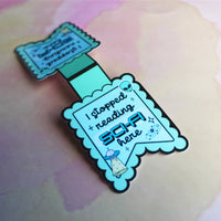 Load image into Gallery viewer, Bookmark with 'I stopped reading SCI-FI here' text on a soft pink background
