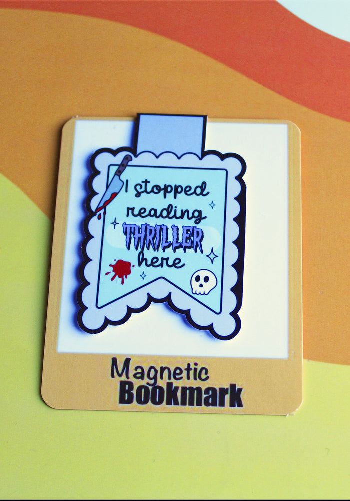 Magnetic bookmark with text on a colorful background