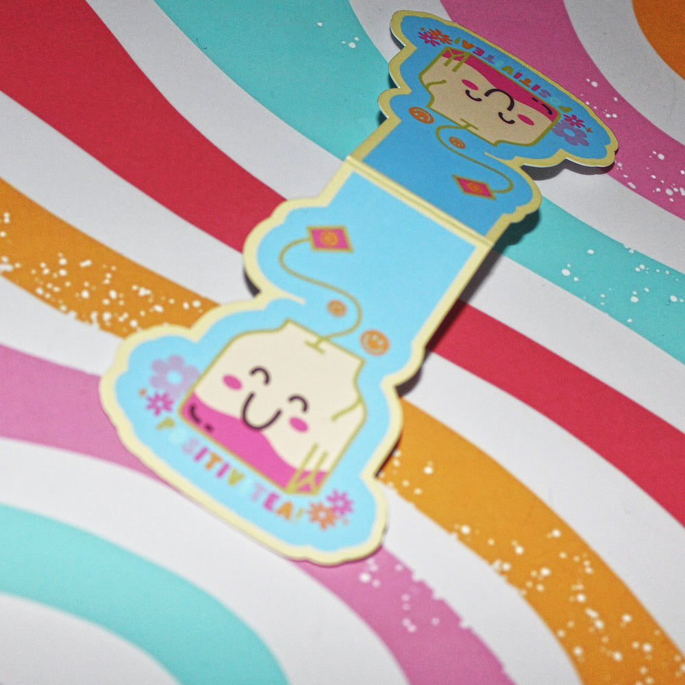 Colorful cartoon character on a striped background