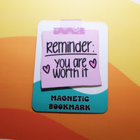 Load image into Gallery viewer, Magnetic bookmark with motivational message on a colorful background
