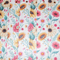 Load image into Gallery viewer, Floral pattern with sunflowers and pink flowers on a white background
