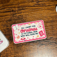 Load image into Gallery viewer, Fictional Men Christmas Sticker: Funny Romance Reader Gift
