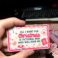 Load image into Gallery viewer, Fictional Men Christmas Sticker: Funny Romance Reader Gift
