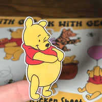 Load image into Gallery viewer, Cute nostalgic aesthetic bear Waterproof Glossy Vinyl Sticker Sheets: Cozy Characters (Set of 2) Laptops, Water Bottle, Scrapbook
