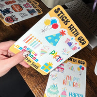 Load image into Gallery viewer, Two Birthday Sticker Sheet | Party Stickers | Balloons, Cakes &amp; Candles | Colourful Celebration Stickers
