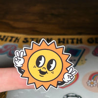 Load image into Gallery viewer, Retro Waterproof Sticker Sheets: 70s Groovy Vinyl Stickers (Set of 2) Laptop, Water Bottle, Scrapbook
