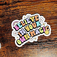 Load image into Gallery viewer, Believe in Your Own Magic Sticker: Retro Vinyl Laptop Decal
