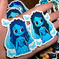 Load image into Gallery viewer, Bride Sticker: Chibi Gothic Wedding Vinyl Decal
