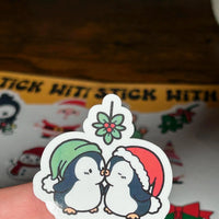 Load image into Gallery viewer, Kawaii Christmas Waterproof Sticker Sheets: Glossy Holiday Characters, Laptops, Water Bottle, Kid Crafts (Set of 2)
